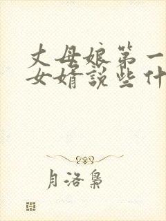 丈母娘第一次见女婿说些什么