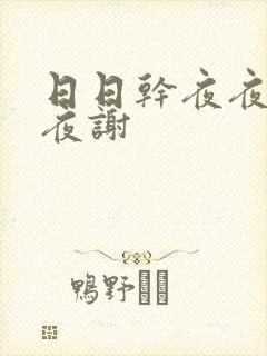 日日干夜夜做夜夜谢封面