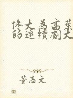 佟大为高叶主演的连续剧大全