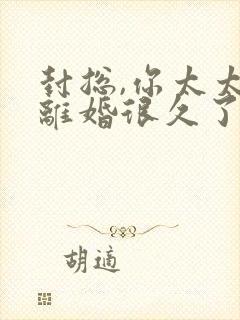 封总,你太太想离婚很久了