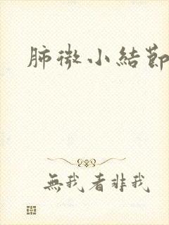 肺微小结节有痰封面