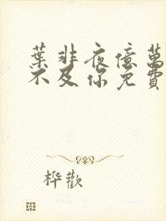 叶非夜亿万星辰不及你免费阅读全本封面