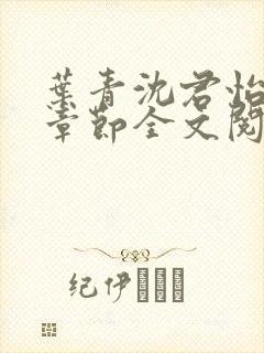 叶青沈君怡最新章节全文阅读