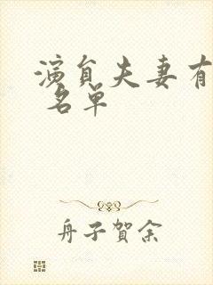 演员夫妻有哪些 名单