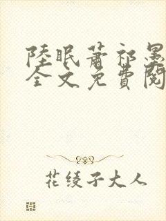 陆眠萧祁墨小说全文免费阅读