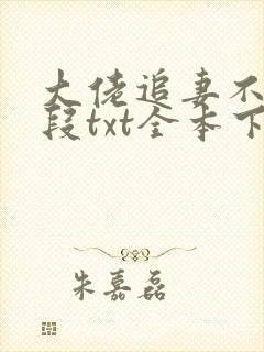 大佬追妻不择手段txt全本下载封面