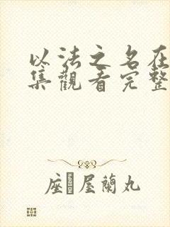 以法之名在线全集观看完整版免费