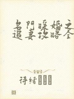 名门暖婚之权爷追妻攻略全文免费阅读