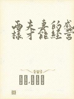 两夫妻的感情怎样才能经营好封面