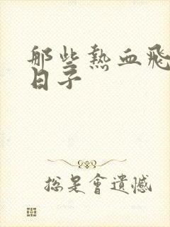 那些热血飞扬的日子