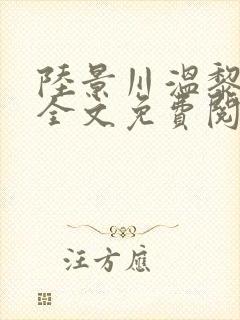 陆景川温黎小说全文免费阅读