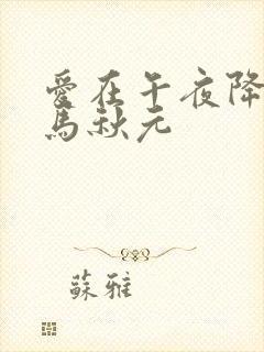 爱在午夜降临前马秋元