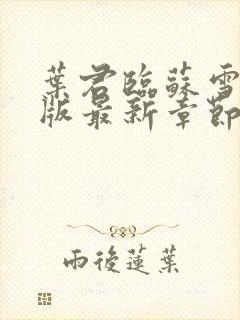 叶君临苏雪儿正版最新章节