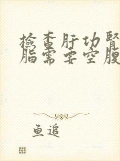 检查肝功肾功血脂需要空腹吗