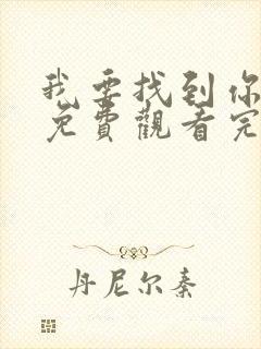 我要找到你电影免费观看完整版高清封面