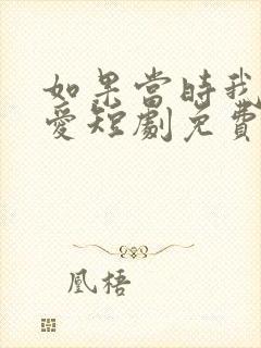 如果当时我说了爱短剧免费观看封面