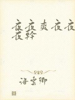 夜夜爽夜夜要夜夜干