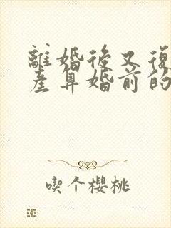 离婚后又复婚财产算婚前的吗封面