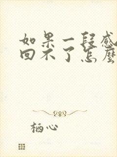 如果一段感情挽回不了怎么办