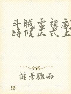 斗贼电视剧什么时候正式上映