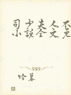 司少夫人不好惹小说全文免费阅读txt下载