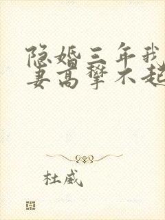 隐婚三年我让前妻高攀不起全集