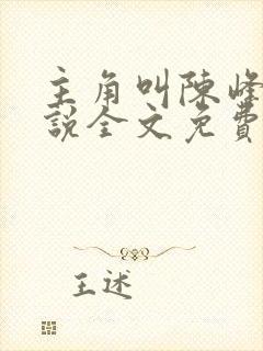 主角叫陈峰的小说全文免费阅读封面