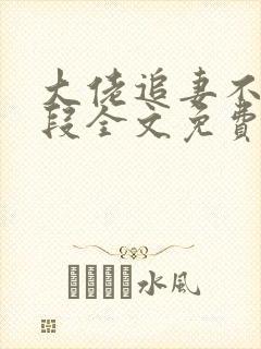 大佬追妻不择手段全文免费阅读