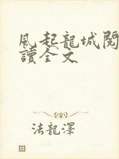 风起龙城阅读阅读全文