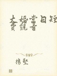 大婚当日短剧免费观看