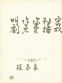 叫作你秘密电视剧免费播放封面