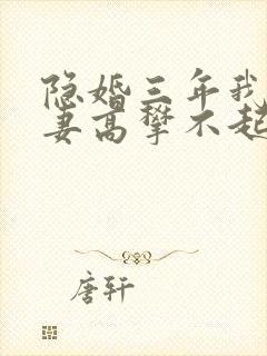 隐婚三年我让前妻高攀不起短剧封面