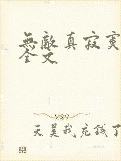 无敌真寂寞小说全文