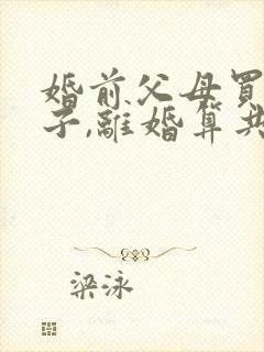 婚前父母买的房子,离婚算共同财产吗