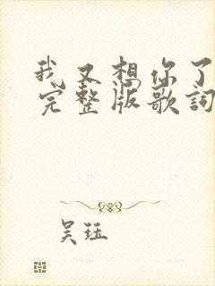 我又想你了原唱完整版歌词封面