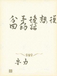 分手后想复合挽回的话封面