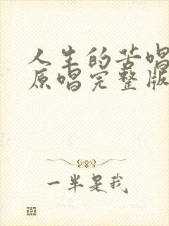 人生的苦唱不完原唱完整版封面