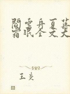 阎云舟夏苒苒沈霜眠全文大结局