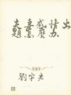 夫妻感情出现问题怎么办