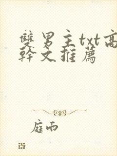 双男主txt高干文推荐