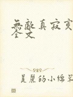 无敌真寂寞下载全文