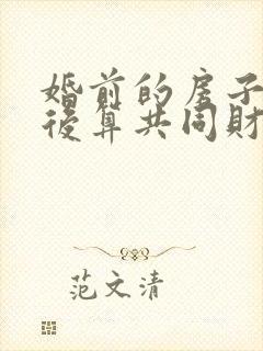 婚前的房子结婚后算共同财产