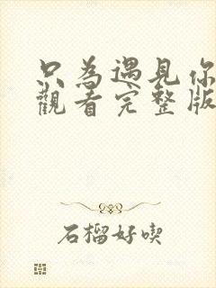 只为遇见你免费观看完整版