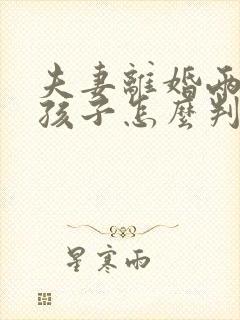 夫妻离婚两个男孩子怎么判抚养权封面