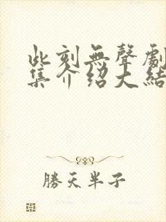 此刻无声剧情分集介绍大结局封面