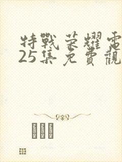 特战荣耀电视剧25集免费观看