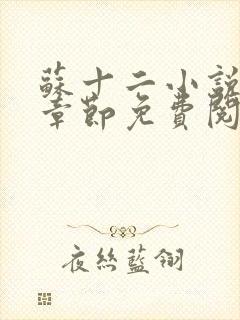 苏十二小说最新章节免费阅读下载