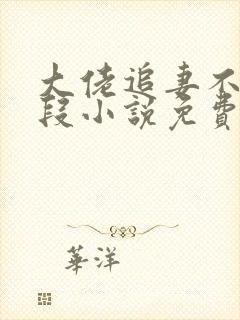 大佬追妻不择手段小说免费无弹窗