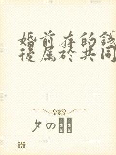 婚前存的钱结婚后属于共同财产吗封面