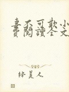 妻不可欺小说免费阅读全文